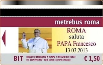Pope Papa Francesco bus ticket Rome